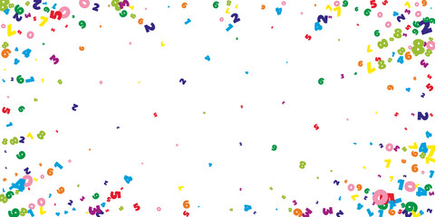 Falling bright numbers. Math study concept with flying digits. Delightful back to school mathematics banner on white background. Falling numbers vector illustration.