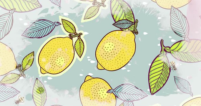 Watercolor fruits and flowers