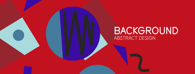 Abstract background. Blocks, lines, triangles, circles composition. Techno or business concept for wallpaper, banner, background, landing page