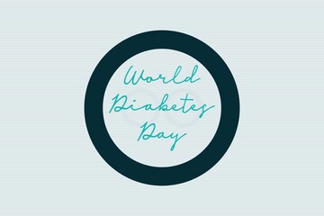 World Diabetes Day script typography in circle on white background design.  Healthcare awareness concept 