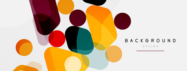 Fototapeta premium Abstract round geometric shapes and circles background. Trendy techno business template for wallpaper, banner, background or landing