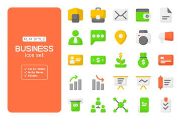 Business icon set with flat style