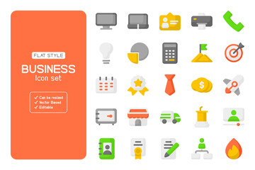 Business icon set with flat style