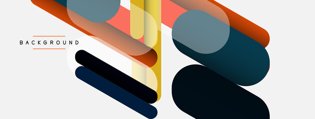 Overlapping round shapes and lines background. Vector illustration for wallpaper banner background or landing page