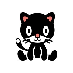illustration of a kawaii black cat