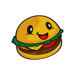 illustration of a happy burger