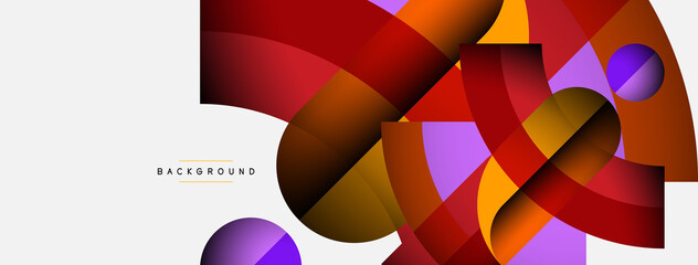 Geometric abstract background. Round shapes, circles, lines composition for wallpaper banner background or landing page