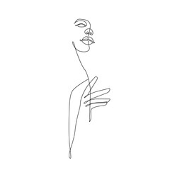 Woman Face Continuous One Line Vector Drawing. Style Template with Abstract Female Face. Modern Minimalist Simple Linear Style. Beauty Fashion Design