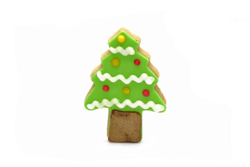 Christmas tree cookies isolated on white background. Christmas tree, Christmas cookies