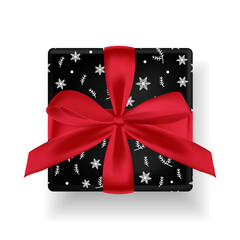 Christmas vector gift box and  with red bow