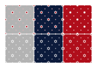 Collection of festive Christmas patterns with stars. Vector illustration