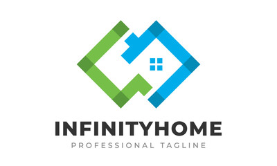 Creative Infinity Home Logo Design Vector Icon Symbol Illustration.