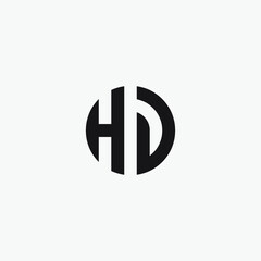 Initial HD letter monogram design logo template.