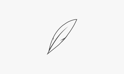 line icon feather quill plume isolated on white background.