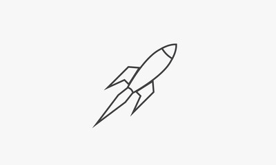 line icon rocket isolated on white background.
