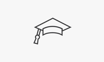 line icon graduation hat isolated on white background.