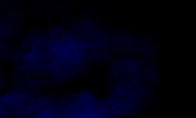 Abstract dark background. Blue smoke. Science experiment concept.