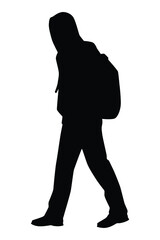 Young man in hood silhouette vector on white background, hacker, technology crime people concept.