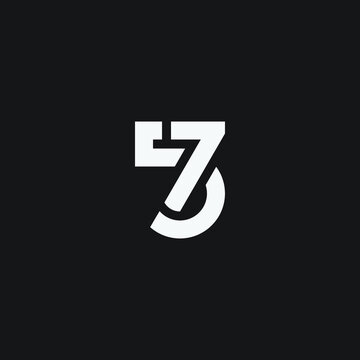 57 number monogram logo design.