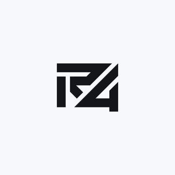Vector initial letter R4 monogram logo design.