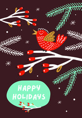 Christmas New Year greeting card template vector illustration