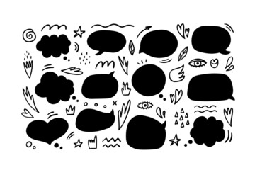 A set of decorative elements with speech bubbles