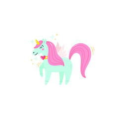 Cute unicorn card template vector illustration