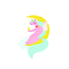 Cute unicorn card template vector illustration