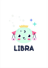 Zodiac sign card template in Scandinavian style children vector illustration