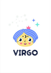Zodiac sign card template in Scandinavian style children vector illustration