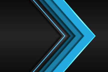 Abstract blue grey arrow on dark glossy design modern luxury futuristic technology background vector illustration.