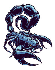 Black scorpion on the white background vector illustration. - obrazy, fototapety, plakaty