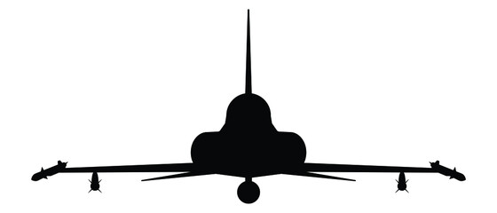 Military attack aircraft silhouette vector on white background, military vehicle technology, set of air force weapon in black and white.
