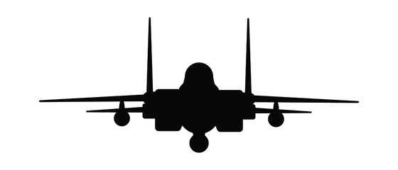 Military attack aircraft silhouette vector on white background, military vehicle technology, set of air force weapon in black and white.