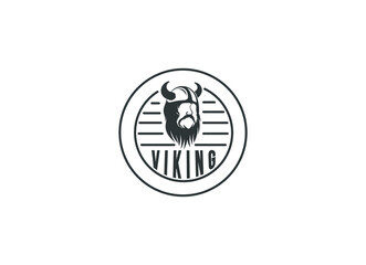 Vintage, old viking logo design template. 