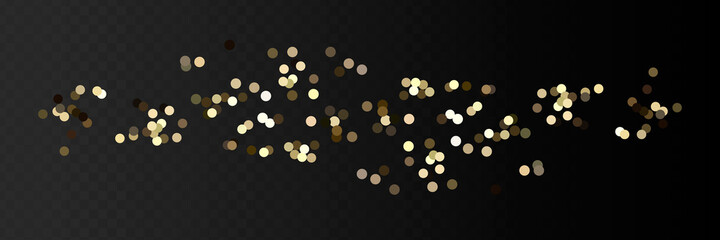 Shining bokeh isolated on transparent background. Golden bokeh lights with glowing particles isolated. Christmas concept