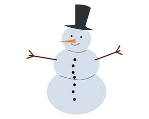 Christmas snowman vintage toy. Vector illustration retro flat cartoon style