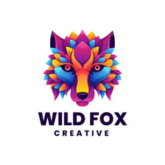 Fototapeta na wymiar Vector Logo Illustration Wild Fox Gradient Colorful Style.