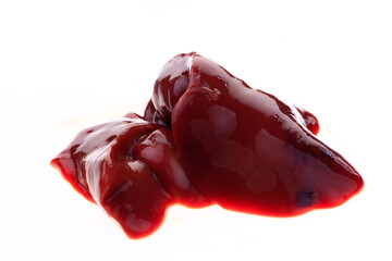 Chicken liver on a white background