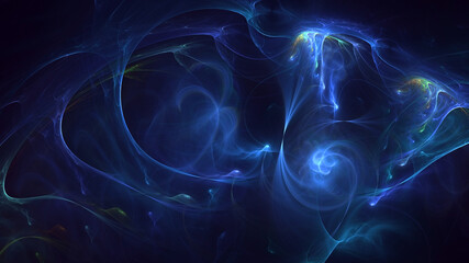 3D rendering abstract blue fractal light background