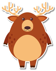 Chubby deer animal cartoon sticker