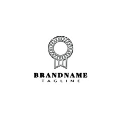 cockade with ribbon logo cartoon icon design template black style vector illustration
