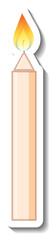 White candle with light cartoon sticker