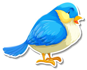 Cute blue bird animal cartoon sticker