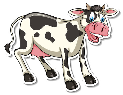Cow farm animal cartoon sticker