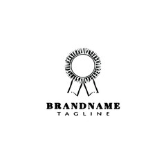 cockade with ribbon logo cartoon icon design template black isolated style illustration
