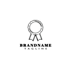 cockade with ribbon logo cartoon icon unique template black isolated vector illustration