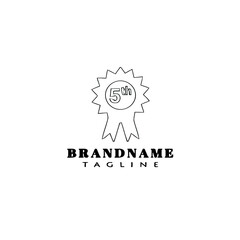 cockade with ribbon logo cartoon icon design template black unique vector illustration
