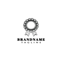 cockade with ribbon logo cartoon icon design template black creative vector illustration