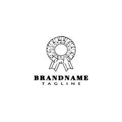 creative cockade with ribbon logo cartoon icon design template black isolated vector illustration